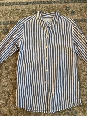 Tommy Bahama Blue and White Striped Button-Down Shirt